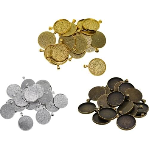 20x Round Pendant Blank Cabochon Base Setting DIY Jewelry Tray 30mm