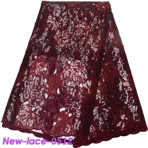 5yards/pc) 2019 newest African double organza lace fabric in deep with sequins embroidery for party dress A003