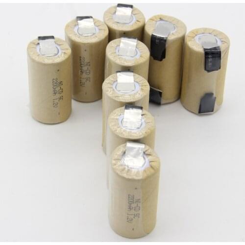 Akkumulator sub C battery NICD 2200mAh SC batteries flat top 1.2V soldering tape welding tabs akkus for electric drills for B&D