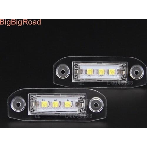 BigBigRoad Car License Plate Lights Number Frame Light For Volvo V70 C70 XC70 XC90 S80 S40 LED lights