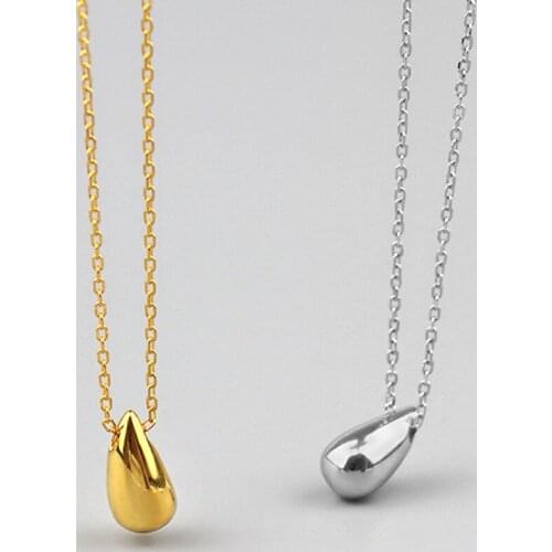 BUDROVKY S925 Sterling Silver Fashion Water Drop Necklace Temperament Girl Joker Pendant Couple Jewelry Dropshipping