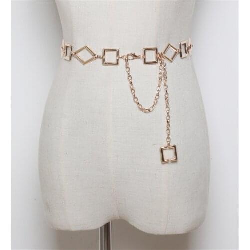 CETIRI Luxury Brand Women Geometric Belts Metal Tassel Gold Chain Belt Long Pendant Dress Silver Belt Beads Straps Accessories