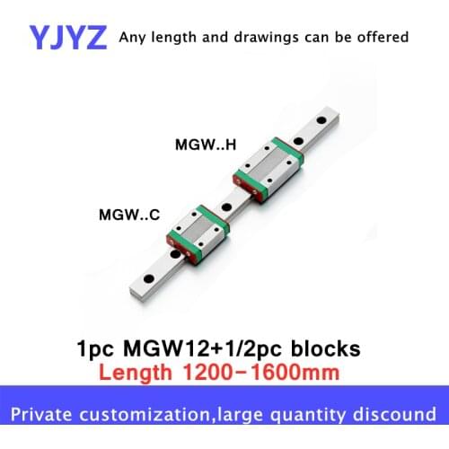 Cnc parts MGW12 1200 1250 1300-1600mm MGW linear rail slide MGW12 linear guide + 1pc/2pcMGW12C/H carriage