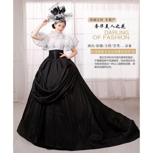 Black court white ruffled butterfly sleeve ball gown Medieval Renaissance Gown queen cos Victorian dress /Antoinette/ Belle ball