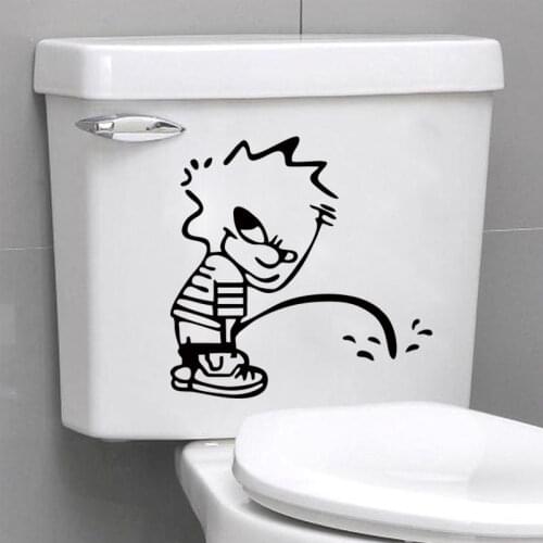 Figure Pee Toilet Wall Sticker Funny Cartoon Family Decal Decoration Accessories 4WS-0009