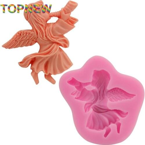 Food Grade Silicone 3D Little Angel Blow the Trumpets Mold Fondant Cake Decorating Baking Tools 2934