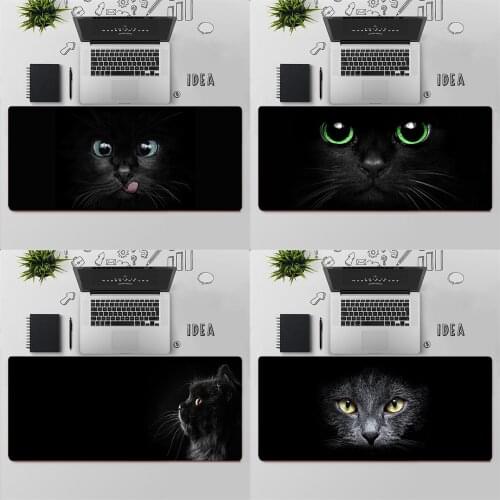 Gaming Mouse Pad Large Mouse Pad PC Gamer Computer Mouse Mat Big Mousepad Keyboard Desk Mat Cute Black Cat Eyes XXL Mause Pad
