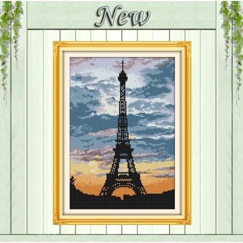 The tower at dusk scenery paintings counted printed on canvas DMC 14CT 11CT chinese Cross Stitch Needlework Sets Embroidery kits