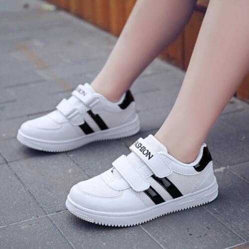 FLARUT Kid Running Shoes White Sneakers Boys Sport Shoes Pu Leather Tenis Infantil Girls Footwear Velcro Casual Chaussure Enfant