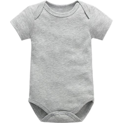 Summer Unisex Solid Gray Cotton Boys Girls Short Sleeve Bodysuit Newborn Baby Clothes