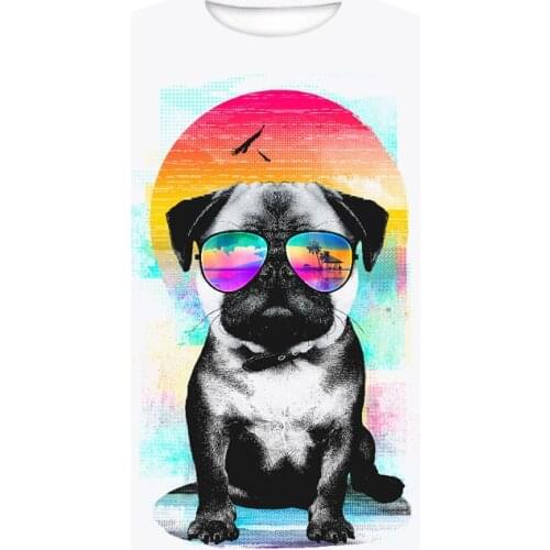 Summer brand new animal print mens stylish and comfortable T-shirt 3D animal cute dog men and women casual T-shirt