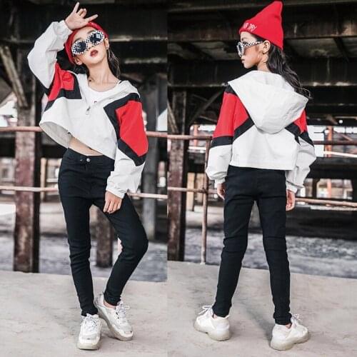 Fashion Kids Jazz Dance Wear For Girls Hip Hop Sweatshirt Street Rave Outfits Hip Hop Suit Stage Performance Clothes BL3649