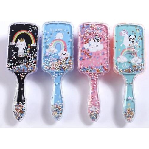 Cartoon Rainbow Unicorn Panda Hair Brush Air Cushion Comb Transparent Massage Hair Comb Plastic Detangling Hair Brush For Girls