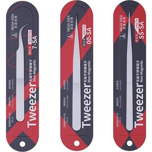 Non-Magnetic Stainless Steel Tweezers High Hardness Curved Straight Tip Precision Forceps For Mainboard Flying Wire Repair Tools