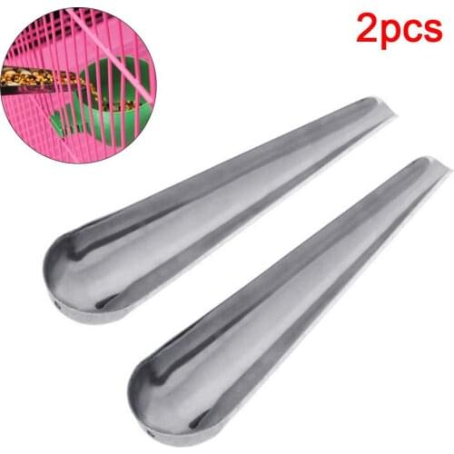 New 2Pcs Pet Bird Parrot Stainless Steel Cage Food Water Adding Spoon Feeding Tool Bird Parrot Supplies