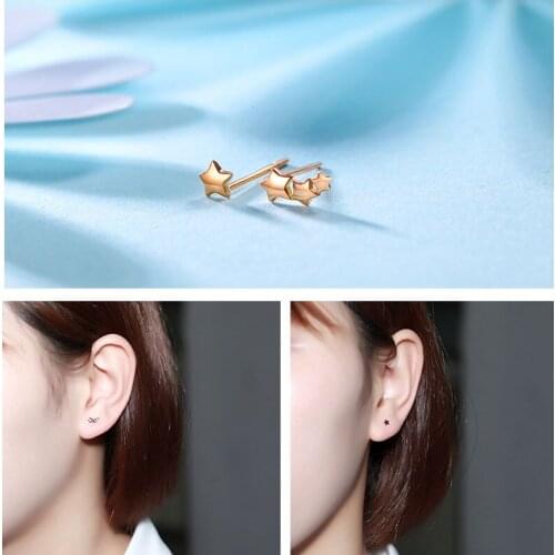 New Arrival 18K Rose Gold Earrings Women AU750 Gold Star Stud Earrings
