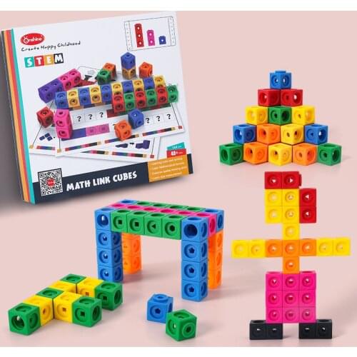 Onshine 100pcs Multilink Linking Counting Cubes Snap Blocks Teaching Math Aids Manipulative Kids Early Education DIY Toy 3Y