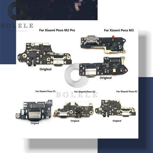 Original For Xiaomi Pocophone Poco F3 M2 Pro M3 X2 X3 USB Charge Port Dock Plug Charger Board Connector Charging Flex Cable