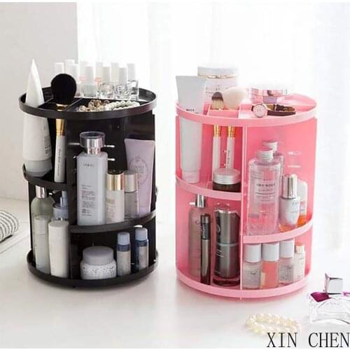 Makeup Storage Plastic Drawer Cosmetic New Fashion 360-degree rotating brush holder jewelry shelf Detachable Beauty Organizer