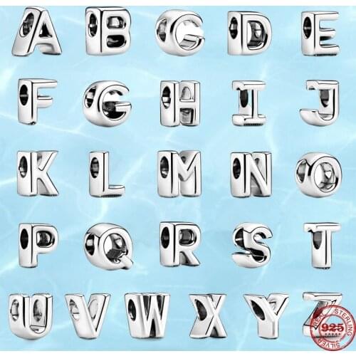 100% Real 925 Sterling Silver Letter Alphabet A-Z Charm Name Bead Fit Original Pandora Bracelet Pendant DIY Jewelry For Women