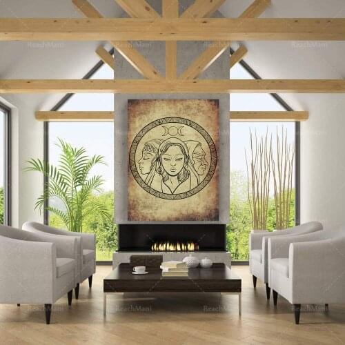 Triple Goddess Occult Print Poster, Triple Moon Decor, Goth Decoration, Witchcraft Art, Esoteric Home Decor,Witchcraft Goddess