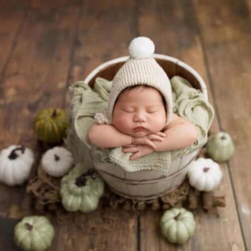 Newborn Photography Props Baby Knitted Hat Hair Ball Hat Infants Beanies Cap Photo Shooting Accessories