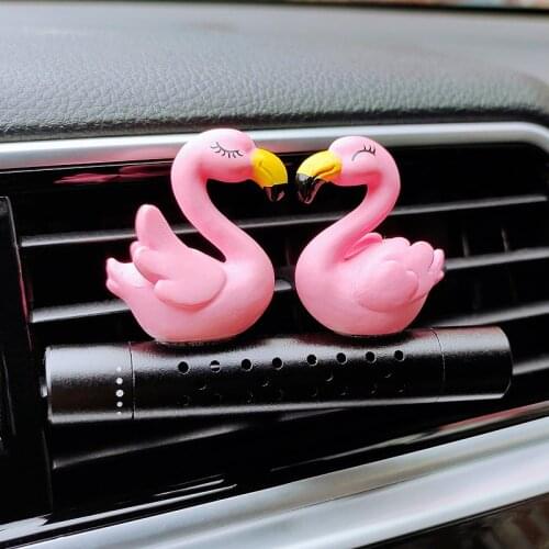 Pink Flamingo Car Air Freshener A Pair of Loving Flamingos Car Decoration Accessories Interior Air Vent Clip Aromatherapy Gift