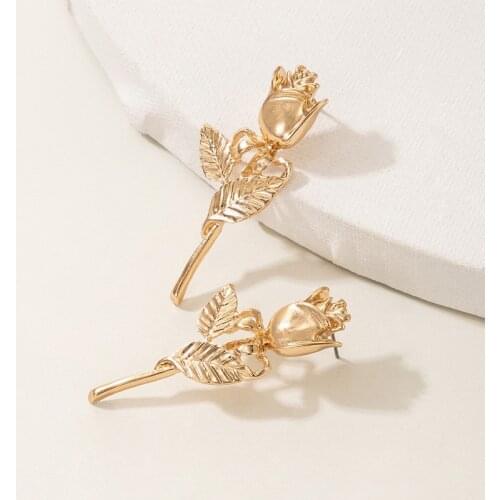 HI MAN French Exquisite Creative Rose Stud Earrings Women High-Quality Elegant Romantic Wedding Jewelry Accessories