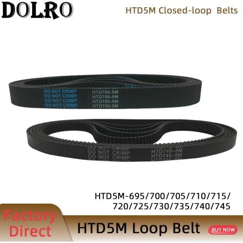 HTD5M Synchronous Timing belt Pitch length 695/700/705/710/715/720/725/730/735/740/745 mm width 9/10/12/15/20/25mm Rubber closed