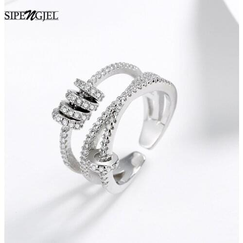 Fashion Cubic Zircon Double Layer Knuckle Ring Circle Dcoration Adjustable Open Rose Gold Rings For Women Wedding Jewelry