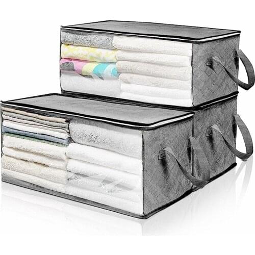 Foldable Comforter Household Clothing Storage Box Dustproof Non-woven Quilt Storage Wardrobe Home Organizer dorm room essentials
