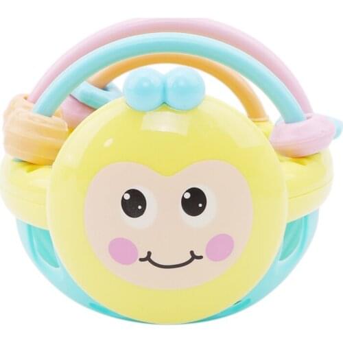 Cartoon Bee Hand Knocking Rattle Dumbbell Early Educational Toy For Kid Hand Bell Baby Toys 0-12 Month