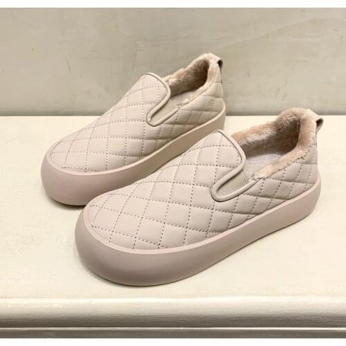 Flat-bottomed warm diamond lattice household one-step fashion casual womens shoes