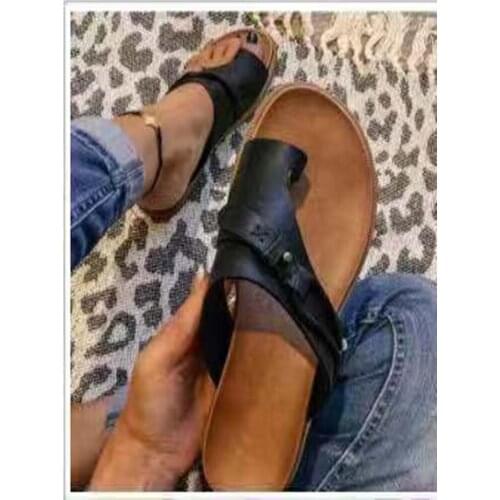 Open-Toe Summer Sandals New 2021 Flat Bottom Fashion Women Slides Big Size Slip on Sandals Woman Outside Beach Flat Designer