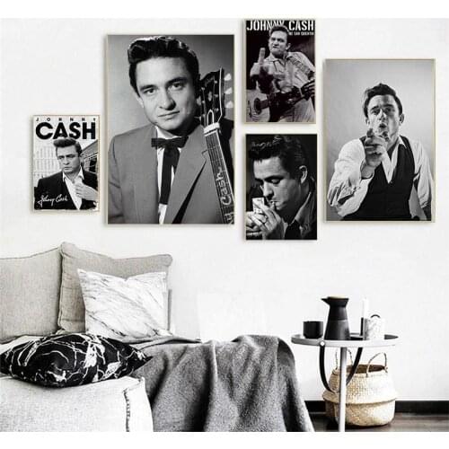 Johnny Cash Rock Music Band Star Vintage Poster and Prints Wall Art Canvas Painting Wall Pictures for Living Room Home Decor