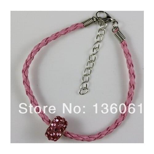 Vintage Silver Mixed Style Woven Leather &Rhinestone Beads Charms Bracelet Bangle For Women Jewelry Fashion Accessories P1246