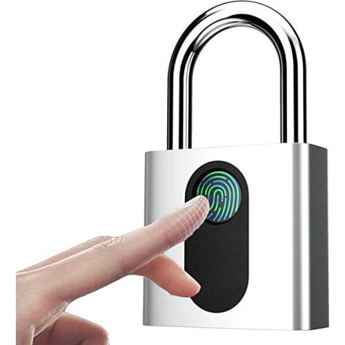USB Rechargeable Smart Keyless Fingerprint Lock IP66 Waterproof Anti-Theft Security Padlock Door Luggage Case Lock