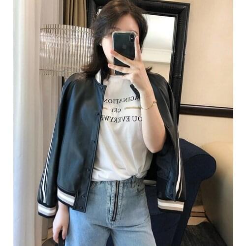 2021 Autumn Harajuku Leather Outwear Jacket Women Bomber Solid Faux Leather Jackets Coat Long Sleeve Female High Quality Clothes