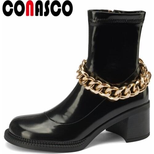 CONASCO Retro Elegant Women Ankle Boots Autumn Winter Warm Night Club Wedding Party Basic Prom Boots Classic Design Shoes Woman