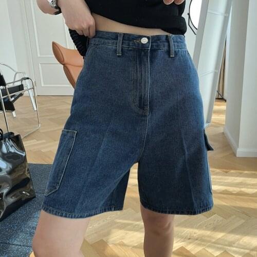 2021 New Summer Elegant Female Jeans Loose Fashion Solid Color Cotton Women Shorts Casual High Quality Ladies Shorts T109