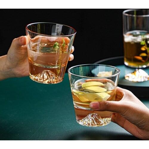 1/2/3pcs Crystal Glass Whiskey Wine Cup High Grade Vodka Small Shots Wine Glasses Mount Fuji Snow Mountain Cups For Bars Party
