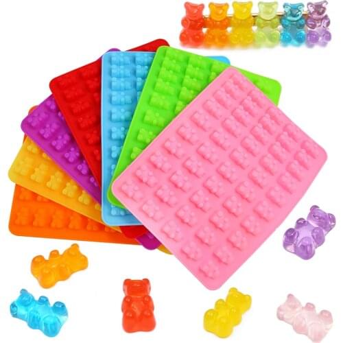 DIY Multi-use Silicone Cake Tools Mold 1 Set 50 Cavity Silicone Gummy Bear Chocolate Mold Candy Maker Ice Tray Jelly Moulds