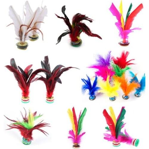 2Pcs White China Jianzi Fancy Goose Feather Shuttlecock Fitness Entertainment For Physical Exercise