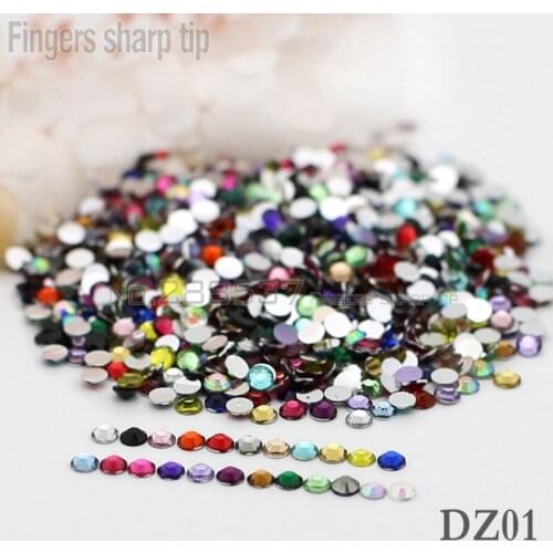 2017 Fingers Sharp Tip 1000pcs New mixed colors 14-sided Resin 2mm Round Fashion Popular Nail DIY Decorative Diamond SS6 DZ01
