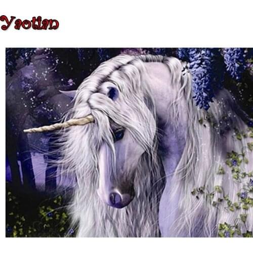 DIY 3D Diamond Embroidery Unicorn landscape Full Square round Drill diamond mosaic Picture Of Rhinestones painting Puzzle