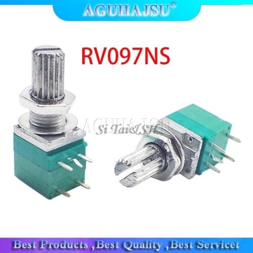 5pcs RV097NS 5K 10K 20K 50K 100K 500K with a switch audio 5pin shaft 15mm amplifier sealing potentiometer