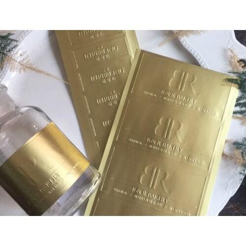 500PCS Gold color Round/ Rectangualr Custom Die Cut Stickers Label