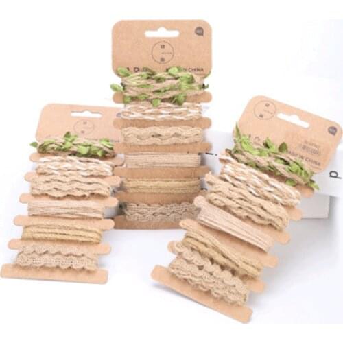 6Pcs/Set Natural Burlap Hemp Jute rope Wedding decoration Wrapping DIY Vintage Ribbons Bow Gift Christmas Handwork Accessories