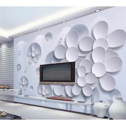 Beibehang Custom silk cloth mural fashion and elegant 3d three-dimensional flowers modern minimalist TV decoration background
