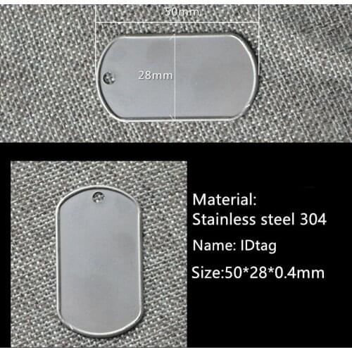 Free Shiping 100pcs/lot pet dog cat id tag Blank Military army Tags Stainless Steel 50mm*28mm*0.4mm thickness